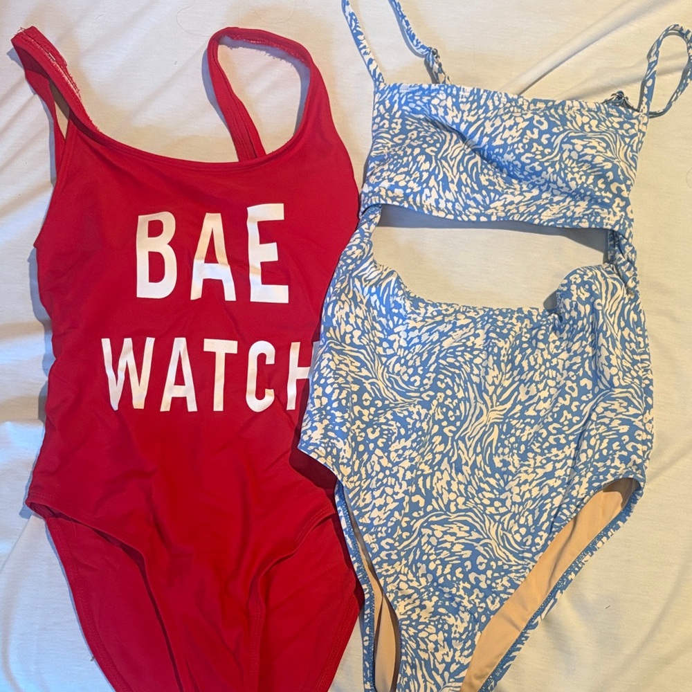 Red and Blue Kids One Piece Swimsuit Set
